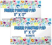 U.S. Art Supply Large 11" x 17" Finger Painting Paper Pad, Pack of 2, 25 Sheets Each, 60lb (100gsm) - Acid-Free Coated Sheets - Kids Learn To Paint, Draw, Craft, Create Artwork, Fun Classroom Activity