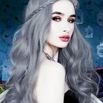 Silver Grey Wigs for Women Long Wavy Synthetic Lace Front Grey Wig Handmade Glueless Front Lace Wig Natural Hairline Heat Resistant Hair Drag Cosplay Daily 24 Inches Wig