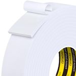 EVA Single-Sided Adhesive White Foam Tape, Sealing Strip Foam Pad Sponge Tape Window Weatherproof, (0.2in Thick) Self-Adhesive Insulation Sealing Tape (White)2inX16.4FT