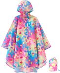 WAWSAM Lightweight Kids Rain Poncho Reusable Hooded Rain Jacket Packable Girls Boys Raincoat Waterproof Rain Poncho for Toddlers Outwear Rain Coat