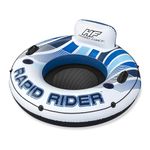 Bestway 43116E Hydro Force Rapid Rider Inflatable River Lake Pool Inner Tube Float with Built in Backrest and Wrap Around Grab Rope, Blue and White