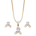 XPNSV Luxury American Diamond Pendant Giftset | Anti Tarnish, Light Weight, Handmade | Daily/Party/Office Wear Stylish Trendy Jewellery | Latest Fashion for Women, Girls and Her (Gold, Trinity)