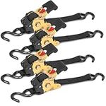 4 Pack Auto Retractable Ratchet Straps Each 2.5MM X 1.8METRE Strap Boasts A 1600lbs Break Strength. Featuring Weather-Resistant Safety S-Hooks, Heavy Duty Tie Down Perfect for Any Hauling Job