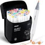 Ohuhu Coloring Pens, 48 Coloured Graffiti Markers Double Tip (Brush & Fine Tip) Alcohol Marker Pens for Artist Art Markers for Adult Colouring Illustration for Christmas