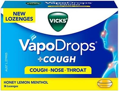 Vicks VapoDrops + Cough Honey Lemon Menthol, 36 Lozenges