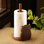 ExclusiveLane 'Owl 'n' Roll' Wooden Decorative Hand Carved Tissue Paper Napkin Stand Standing Kitchen Tissue Rolls Holder Dispenser