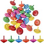 Focenat 30 Pcs Wooden Spinning Top, 6 Colors Handmade Painted Wood Spinning Tops Toy, Colorful Safe Non-Toxic Wood Gyroscopes Tops Creative Novelty Toy Party Bag Fillers for Kids Children Toddlers