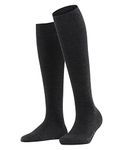 FALKE Women's Softmerino W KH Wool Cotton Long Plain 1 Pair Knee-High Socks, Grey (Anthracite Melange 3089), 5.5-6.5