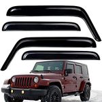 Lightronic WV94249 Outside-Mount Side Window Visor Deflector Rain Guard, Dark Smoke, 4-Pieces Set, Fits 2007-2017 Jeep Wrangler Unlimited 4-Door & 2018 Jeep Wrangler JK Unlimited 4-Door