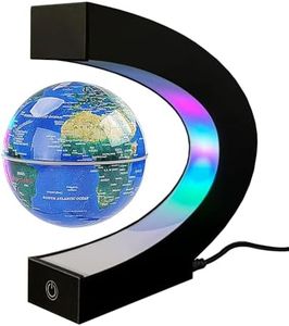 Magnetic Levitating Floating Rotating Globe World Map LED C-Shape Lamp with Touch Switch, Cool Tech Gifts for Men/fathers/husbands/boyfriends/kids/bosses, Great Gift Ideas