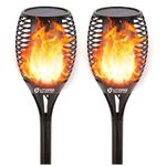 LITVERSE Solar Outdoor Lights 96 LED Higher & Larger Flickering Flame Solar Torch Lights Waterproof Solar dancing fire mashaal Landscape Decoration Lighting Auto On/Off Security - 2Pack