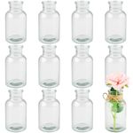 Mezzar Small Vases, Pack of 12 Glass Vases for Table Decoration, 10 cm High Mini Vases, Glass Bottles for Home, Weddings, Birthdays, Festivals (125 ml)