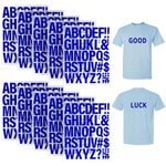 10 Sheets 440 Pieces Iron on Letters for Clothing, 2 Inch Heat Transfer Letters, Blue Iron on Vinyl Letters with A-Z PU Alphabets Sticker for Fabric, Jersey T-Shirt Printing DIY Craft