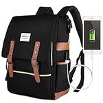 Puersit Laptop Rucksack for Women, Work Laptop Backpack 15.6 inch Men, Water Resistant College School Business Office Computer Bag with USB Charging Port