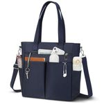 Tote Bags for Women with Zipper School Crossbody Bag Work Shoulder Bag with Compartments Water Resistant Large Handbags for Beach Travel, Navy Blue