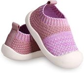 Baby First-Walking Shoes 1-4 Years Kid Shoes Trainers Toddler Infant Boys Girls Soft Sole Non Slip Cotton Canvas Mesh Breathable Lightweight TPR Material Slip-on Sneakers Outdoor, #4 Pink, 5 Toddler