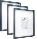 11x14 Inch Grey Boxed Gallery Picture Frames Set of 3 With Double Mounts for A4 & 7x5 photo,Grey Boxed Gallery A4 Picture Frames 3 packs for Wallmounted.