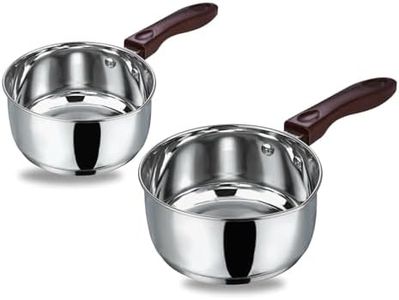 Vinod Stainless Steel Milkpan/Saucepan Set of 2-1 Litre and 1.6 Litre,Tea/Chai Pan,Riveted Sturdy Bakelite Handle,Induction and Gas Base 2 Year Warranty