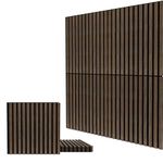 UMIACOUSTICS 4 PCS Wood Acoustic Slat Panels, 23.6” x 23.6” Diffusion Wall Panels, Decorative Sound Proof Panels for Home Office Studio Room (Deep Walnut)