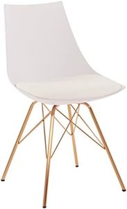 OSP Home Furnishings Oakley Mid-Century Modern Bucket Chair, Faux Leather,White