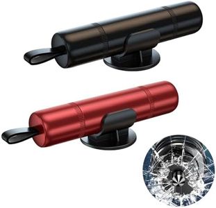 2 Pcs Emergency Car Window Breaker with 2 Holders- 2-in-1 Window Breaker and Seat Belt Cutter for Car Safety, Car Safety Hammer, Red and Black