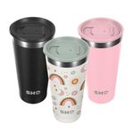 SHO Calix - Insulated Stainless Steel Coffee Cup, Travel Mug & Tumbler - Splash Proof - 500ml - 6 Hours Hot & 12 Hours Cold - Reusable, BPA Free, Thermal Vacuum Flask (Rainbow Reverie, 500ml)