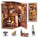 MiniCity Book Nook Kit, DIY Miniature Dollhouse Booknook Kit, 3D Wooden Puzzle Bookend Bookshelf Insert Decor with LED Light for Teens and Adults (Painter's Day at Dusk)