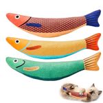 SUPERFA 3 Pack Catnip Toys Saury Fish, Catnip Crinkle Sound Toys for Indoor Adult Kitten, Interactive Toy for Cat Chew Toys for All Breeds