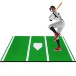 THWTGH Baseball Batting Mat, Portable Baseball Hitting Mat for Batting Cage, Antifade Batters Box Turf Mat Baseball 5mm Antislip Foam Backing for Indoor & Outdoor with Carry Strap