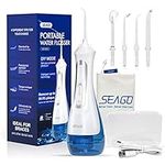 Water Flossers for Teeth Cordless, Seago Water Flosser Rechargeable Oral Irrigator Plaque Remover for Teeth with DIY Modes, 5 Jet Tips, IPX7 Waterproof Dental Water Jet Flosser for Travel&Home(White)