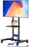 Greenstell TV Stand with Power Outlet, Mobile TV Cart on Wheels for 32-85 inch LED LCD Flat Curved Panel Screen TVs, up to 132lbs, Height Adjustable Rolling TV Stand with AV Shelf, Max VESA 600x400mm