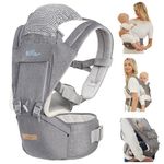 Bear Baby Carrier, 6-in-1 Multifunctional Newborn to Toddler with Hip Seat (Ergonomic M Position) for 3-36 Month/ 7-44lbs Baby, Adjustable Size for Enhanced Lumbar Support, Perfect for On-The-go