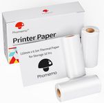 Phomemo Non-Adhesive White Thermal Paper 110mm, Compatible with M832/M833/M834/M835/M04S/M04AS, for DIY Projects, Photo, Lists, Study Notes, 4.33in x 6.5m, 3 Roll