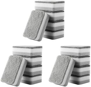 Housoutil 15pcs Kitchen Cleaning Sponge Heavy Duty Scrub Sponges Non- Scratch Dish Pads Dual- Sided Dishwashing Sponge Dish Scouring Pads for Household Cleaning Tools Grey