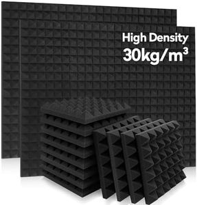 36 Pack Auslet Acoustic Panels 12 x 12 x 2 Inches, Pyramid Soundproof Wall Panels, High Density 30kg/m3, Black Acoustic Foam Panels, Sound Proof Panels for Walls