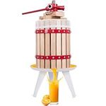 Crystals 6L/12L/18L Fruit Press with Straining Bag & 3 Steel Legs, Manual Juice Making Tool Cider Apple Grape Berries Wine Crusher (6 Liters)