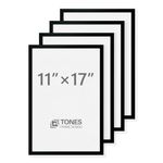 TONES FRAME DESIGN 11x17 Picture Frame Set of 4, 11x17 Black Picture Frame with HD Plexiglass, Poster Frame for Vertical or Horizontal Wall Mounting Display