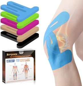 Kinesiology Tape for Knees Pre Cut, 12 PCS Upgrade KTQUICK Knee Tape For Knee Pain Relief Pre Cut, Original Cotton Knee Tape, Flexible & Durable Sports Tape for Support & Comfort During Workouts, Blue