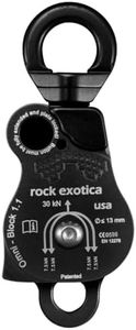 Rock Exotica Omni-Block 1.1" Double Swivel Pulley (Black) – High-Strength Swivel Pulley with Sideplate Access for Rigging – Made in The USA