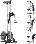 GarveeLife Wall Mount Cable Machine,LAT Power Cable Machine, LAT Pull Down and LAT Row LAT Tower,Cable Crossover Machine with 20 Positions,LAT Pulldown Machines for Home Gym Total Body Training,Black