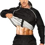 YYQ Sauna Suit for Men Weight Loss Sweat Sauna Jacket Gym Pants Boxing Exercise Workout Sauna Sweat Suits for Mens, Black Jacket Only, X-Large