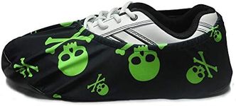 bowlingball.com Premium Bowling Shoe Protector Covers (Medium: Fits Womens Size 4-12, Mens Size 6-10, Lime Green Skulls)