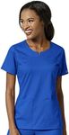 WonderWink Women's 4 Pocket Notch Neck Scrub Top, Royal, Large