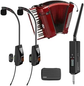 KENBAIDIO UHF Accordion Wireless Microphone Dual Transmitter, Instrument Mic System with Detachable Magnetic Clip, Piano Guitar Violin Cello Pickup for Stage Performance, Concerts, Recording,196FT