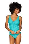 Sunsets Women's Forever Bra Sized Tankini Top Swimsuit with Hidden Underwire, Seaside Aqua, 32D