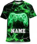 GiftRomance Personalized Kids T-Shirt for Toddlers Kids Teens 2-14, Cool Casual Gamer Tees for Club Home Party Green