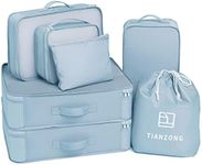 TianZong 7-piece Set Packing Cubes, Travel Bags for Luggage, Packing Organizers with Shoe Bag (Sky Blue)