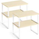 INDIAN DECOR® 65100 Kitchen Counter Shelves Organizer Set of 4 Small Stackable Shelves Expandable Shelf Risers for Kitchen Cabinets Cupboard Pantry, White, Metal