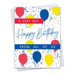 JBH Creations Big Birthday Balloon Drop Card - Extra Large 9 x 12 with Envelope - Red Yellow