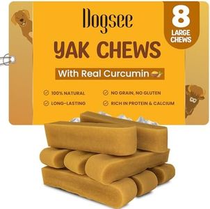 Dogsee Himalayan Yak Cheese Dog Chews with Turmeric/Curcumin 2lb (Large - 8 Chews) | Dog Treats Healthy | Hip & Joint Health Support for Dogs | Long Lasting Dental Treats